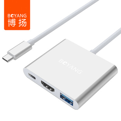 

Bo Yang (BOYANG) BY-07Z0403 Конвертер Type-C в HDMI с USB3.0-концентратором Новый адаптер Apple MacBook USB-C для перезаряжаемого адаптера