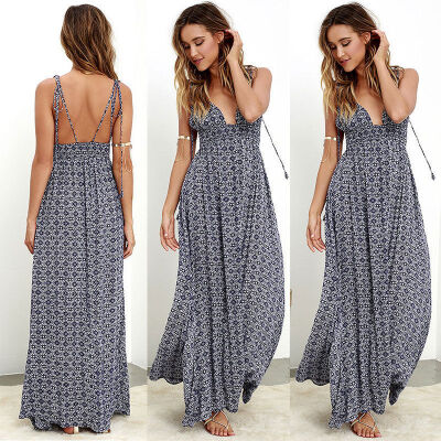 

CANIS@Women BOHO Long Evening Party Cocktail Prom Floral Summer Beach Maxi Dress