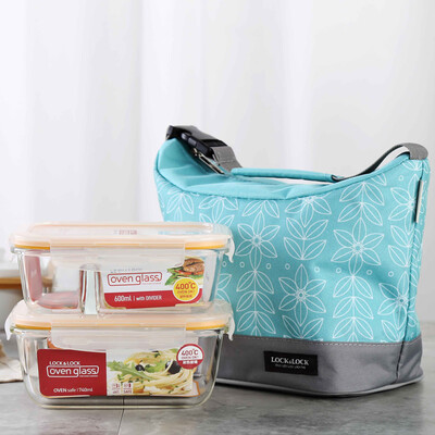 

Lock & lock Heat-resistant glass Microwave oven Insulation lunch box Sealed crisper lunch box Fridge box Storage box Two-piece package Delivery lunch bag LLG428S920 (600ml + 740ml