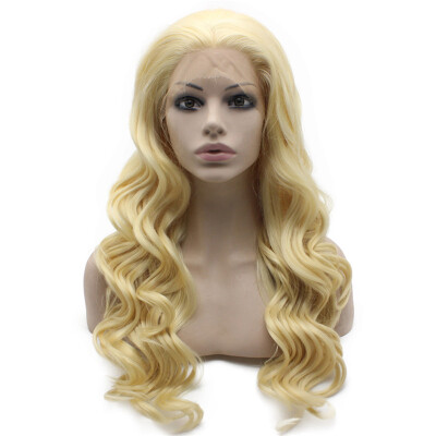 

Long Wavy 613 Blonde Heat Safe Fiber Hair Natural Lace Front Wig