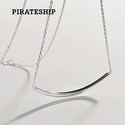 

Pirate ship pirateship 925 silver necklace female clavicle chain Japan and South Korea temperament smile necklace silver clavicle necklace smile necklace platinum