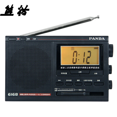 

Panda (PANDA) 6168 Вторичная частота Цифровой дисплей Часы Стерео будильник Полнолуние Радио Полупроводник Пожилой подарок