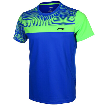 

Li Ning LI-NING 17 new badminton shirt short sleeve round neck sports T-shirt AAYM077-3 male crystal blue 3XL