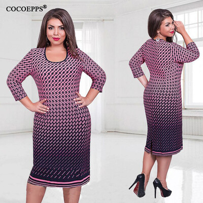 

COCOEPPS Elegant Autumn Winter women dress big size Women loose long dresses plus size dress Three Quarter casual dress L-6XL