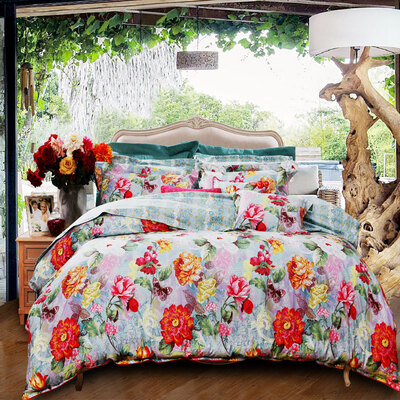 

Funga FUANNA Home Textiles Bedding Set Cotton Twill Active Printed Bed Sheets Four Pieces Contains Lu Zhi Fang 15m Bed 203 229cm Red