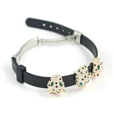 

Yoursfs@ Fashion charm Female Punk Colourful Leather Leopard Head bracelet for women