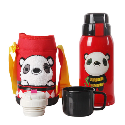 

Cup with bear 2017 new retro version of children&39s insulation Cup with straw children&39s cup stainless steel children&39s insulation pot 600ml red panda