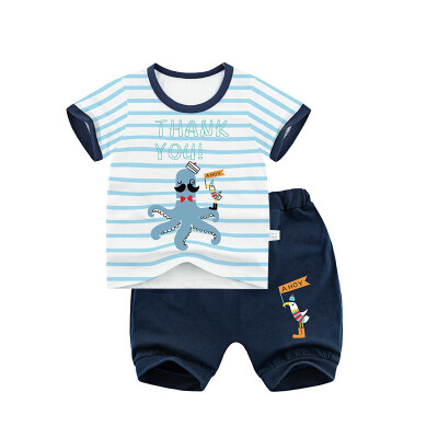 

Yue Tong Lai children's suit summer boy short-sleeved T-shirt haulong pants summer suit Y1942 octopus 90