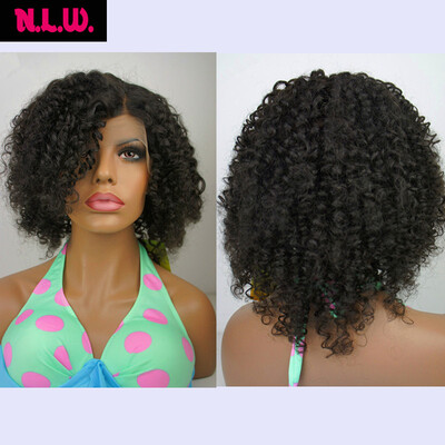 

NLW Brazilian virgin human hair Full lace wigs Afro curly Glueless wigs wavy