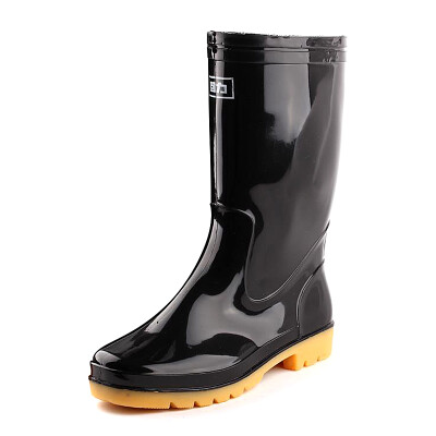 

Pull back Warrior rain boots mens high-profile waterproof rain boots outdoor rain boots work shoes overshoes HXL807 black in the tube 40