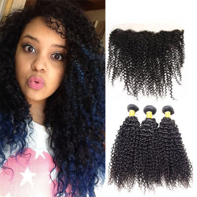 

Soft Hair Product With Closure 7A Unprocessed Peruvian Virgin Hair Kinky Curly 3 Bundles With 13x4 Frontal Peruvian Virgin Hair