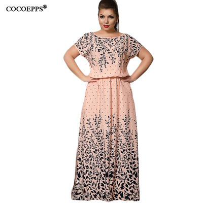 

COCOEPPS 2017 Summer Women L-6XL Chiffon Print Long Dress Short Sleeve Casual Floor-Length Large Big Size Maxi Dresses vestidos