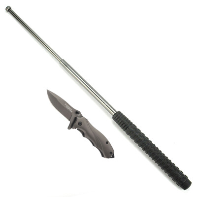 

YERENGU Alloy steel telescopic baton stick with hardening rubber grips three section stick self-defense weapons