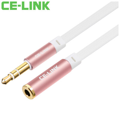 

CE-LINK 2438 Автомобиль AUX аудио кабель мужской удлинительный кабель 1 метр плоская линия мобильный телефон плоский наушник удлинитель линия автомобиль 3,5 аудио удлинение линия розовое золото