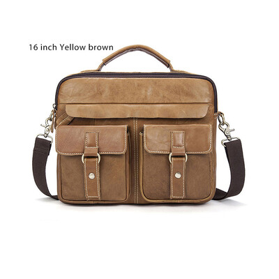 

DALFR Genuine Leather Men Shoulder Bags 1618 Inch Cowhide Handbags Casual Style Messenger Bags for Men Crazy Horse Leather