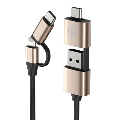 

Baseus) Andrews Apple data cable five-in-one multi-function data line Type-C + USB dual output Type-C to OTG charging cable 2A 1 m gold