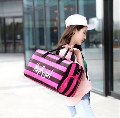 

Ladies stripe fashion large capacity fitness bag as gift for women