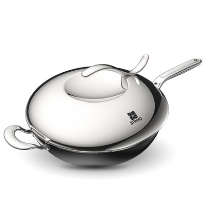 

Sanhe (wuo) wok 32CM non-stick pan fast hot no smoke fried stainless steel wok gas gas induction cooker general pot tai chi poly warm steel series CGS3201-1