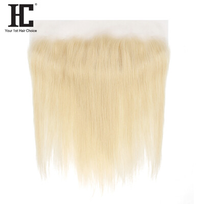 

HC Hair 613 Blonde Lace Frontal Non Remy Бразильское прямое плетение 13x4 Ухо для ушей Закрытие с детскими волосами Один пакет предварительно выщипан