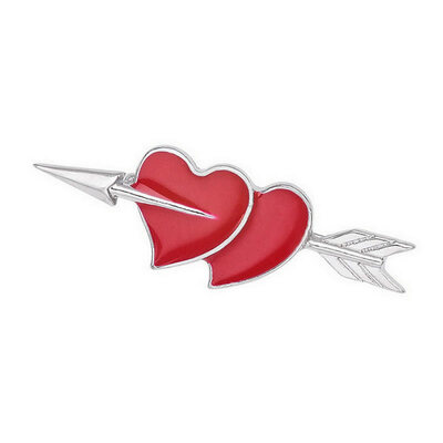 

Yoursfs@ Double Heart Brooches For Women Lapel Collar Pin Wedding Silver Brooches Love Suit Broche Bijoux