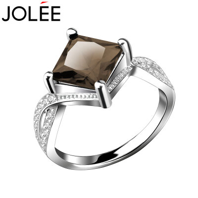 

Yu Lan JOLEE ring smoke crystal natural crystal ring S925 silver color gemstone jewelry to send girlfriend girlfriend gift circle number 12 # brown