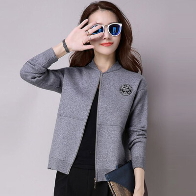

A long morning 2017 Korean version of the simple Slim thin sweater jacket long sleeves short section sweater women autumn cardigan S64Z0158A159JM light purple uniform