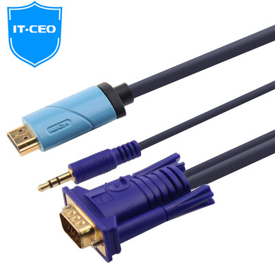 

IT-CEO Y1HDMI-1 HDMI to VGA cable HD adapter cable conversion line device headband audio support millet box super pole of the TV projector 2 meters gray black