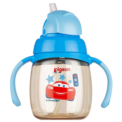 

Pigeon Disney Magmag PPSU Childrens Learning Stage Training Straw Cup Blue Lightning McQueen