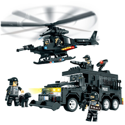 

Woma building blocks C0552 1492 pieces of small particles enlightenment military building blocks special police city police station fight assembled assembly toys scene construction park boys and girls children's locomotive model