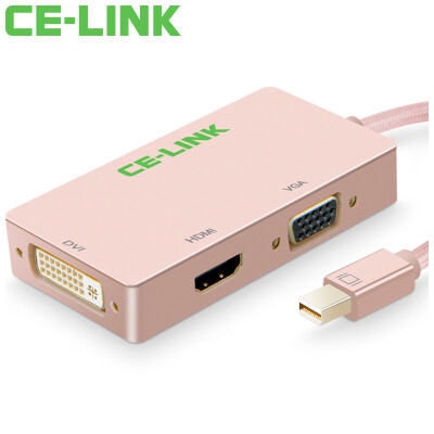 

CE-LINK Mini DP to VGA / HDMI / DVI 3-в-1 конвертер 4K Mini Mini DisplayPort адаптер Macbook Lightning Interface Rose Gold 1515