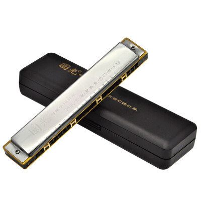 

Guoguang GG24A-8 24-hole professional playing polyphony C harmonica silver white