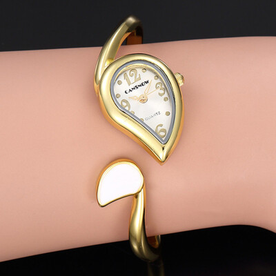 

2017 New Arrival Luxury Brand Ladies 18K Gold Crystal Unique Design Women Quartz Watch Cuff Bangle Bracelet Wristwatch