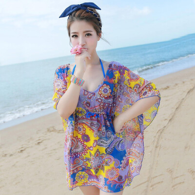 

Arctic Swimsuits Women&39s Three-piece Bikini Split Skirt-style Concealed Capsule Size Cloak Hot Springs Swimwear Blue M