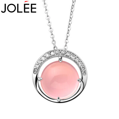 

Feather JOLEE necklace natural pink crystal pendant S925 silver clavicle chain fashion jewelry to send his girlfriend girlfriend filial wife gift pink