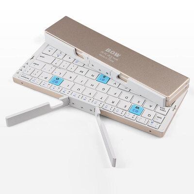 

BOW HB088 multi-device wireless folding with touchpad Bluetooth keyboard gold