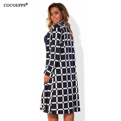 

COCOEPPS -6XL women Plaid trench coat big size NEW Autumn winter plus size women large size coats overcoat Long sleeve Clothing