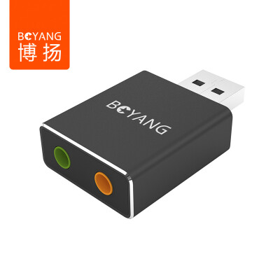 

Боян (Boyang) BY-SK108 USB внешней звуковой карты настольного ноутбука диск бесплатный проводной микрофон, подключенный к отдельному преобразователю для наушников черный