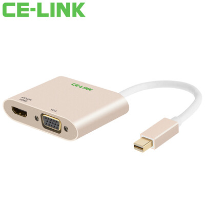 

CE-LINK Mini DP to VGA / HDMI / DVI 3-in-1 Converter 4K Mini Mini DisplayPort Adapter Macbook Lightning Interface Black A1513