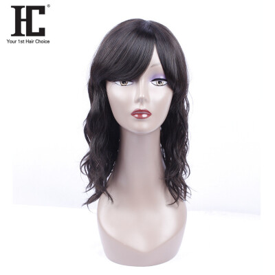 

HC None Lace Wigs Human Hair Brazilian Hair Products Natural Wave Non-Remy Hair Natural Color 18inch For Black Women