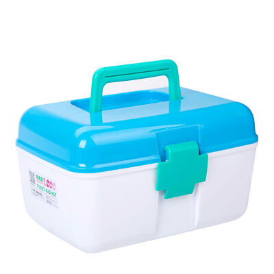 

FaSoLa plastic storage box multi-function household seal first aid kit family medicine box 7L light blue