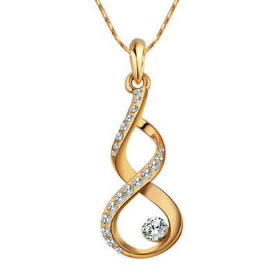 

Yoursfs Twisted Bottle Gourd Shape Pendant Austrial Crystal Simulated Diamond 18 K Rose Gold Necklace Bridal For Women Regal Jewe