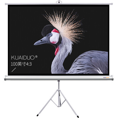 

KUAIDUOXIAOWU 100-inch bracket curtain white plastic 4 3 bracket curtain mobile portable screen