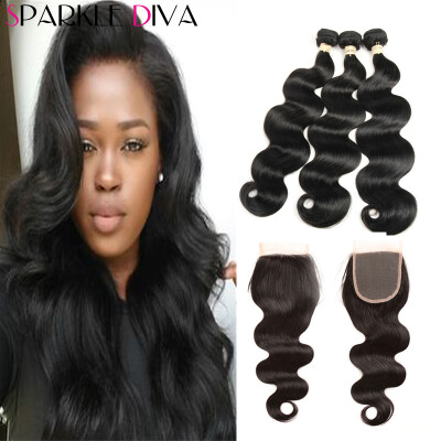 

Soft Virgin Peruvian Human Hair Lace Closure With Bundles 3Bundles Body Wave 100 Unprocessed Human Hair Extensions With Closure