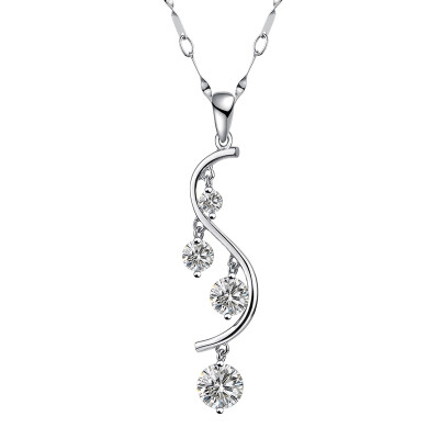 

AFFINER 925 silver sparkling flawless series bloom necklace female models clavicle chain fashion jewelry female AFP2001