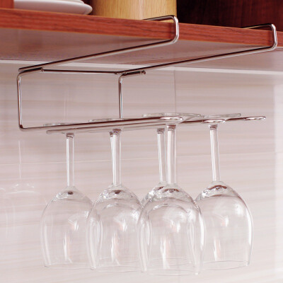 

Ou Run Zhe wine rack three rows of design 304 stainless steel hanging under the high wine cup holder