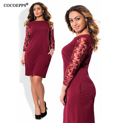 

COCOEPPS Lace Autumn Dress big sizes 2017 new women Autumn Plus Size casual dress mini party dress vintage vestidos L-6XL