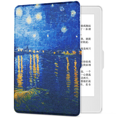 

Pottery fit Kindle 558 version of the protective cover / shell painting series new Kindle e-book sleeping leather white - Van Gogh Star