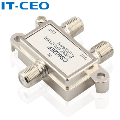 

IT-CEO cable TV one-two splitter CCTV splitter TV signal splitter set-top box connected TV monitor line metal shell silver J00586