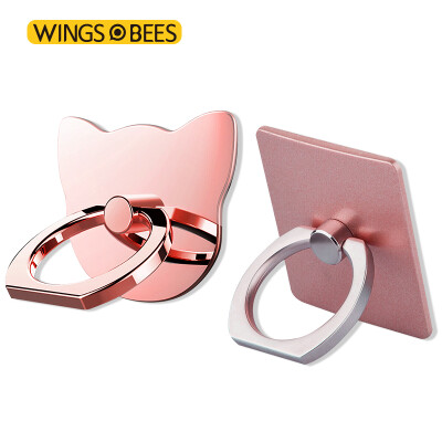 

【2 Pack】 Bee-wing Multi-function Mobile Phone Strap Creative Strap Reel Stand Bedside Stand Mobile Flat Plate Portable Universal Lazy Strap Cat Pink + Square Rose Powder