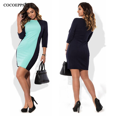 

COCOEPPS -6XL Plus Size Patchwork dresses 2017 Summer Autumn Elegant Casual Women dress big size o-neck office bodycon dress